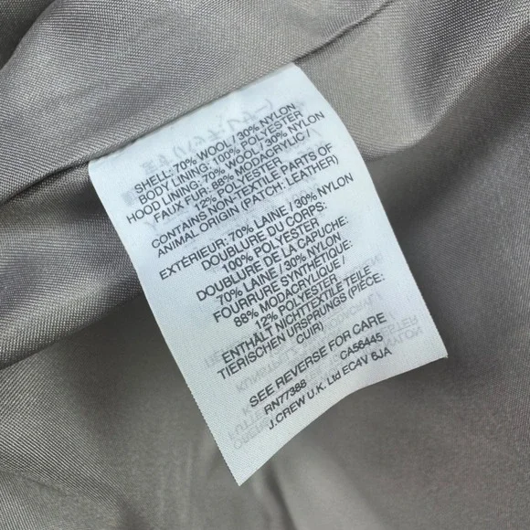 J.Crew Stadium Cloth Nello Gori Wool Blend Hooded Parka Coat Gray Womens 6 - Picture 7 of 7